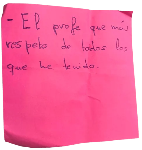 Testimonio manuscrito de un alumno