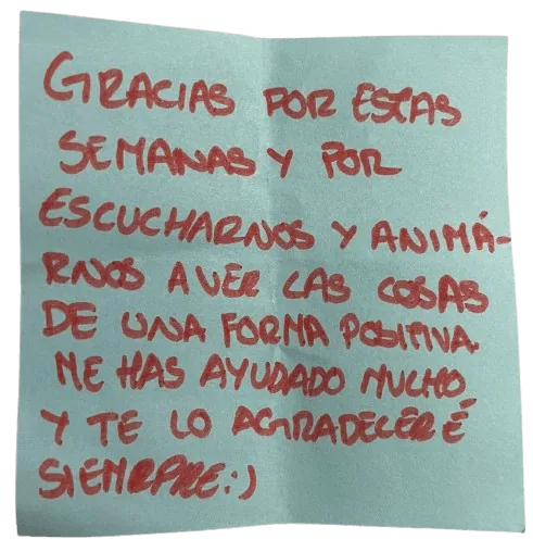 Testimonio manuscrito de una alumna
